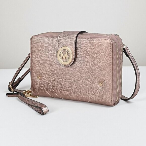 🆕️MKF by Mia K Rose Gold Vegan Leather Smartphone Wallet Crossbody Bag 🌟 - Picture 1 of 10